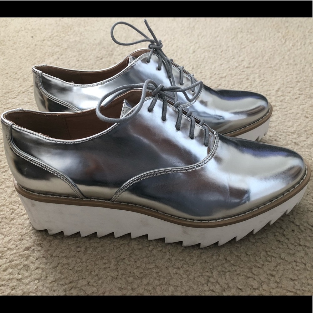 H&M Silver Platform Oxford Shoes